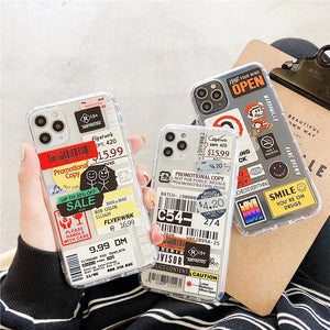 Fashion Retro Label Phone Cases For iPhone 11 12 Mini Pro XS Max X XR 7 8 Plus Luxur Soft TPU Airbag Cover 12Pro 11Pro 12Mini