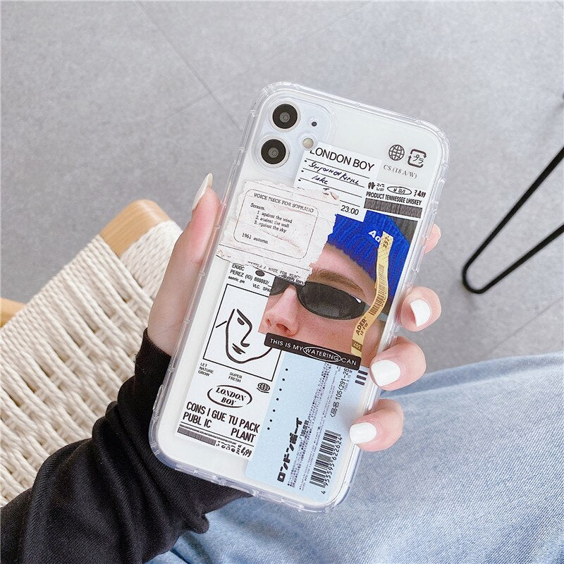 Fashion Retro Label Phone Cases For iPhone 11 12 Mini Pro XS Max X XR 7 8 Plus Luxur Soft TPU Airbag Cover 12Pro 11Pro 12Mini