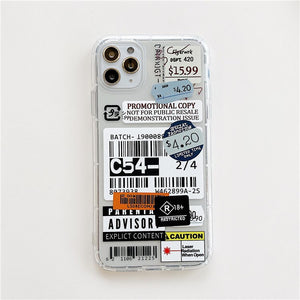 Fashion Retro Label Phone Cases For iPhone 11 12 Mini Pro XS Max X XR 7 8 Plus Luxur Soft TPU Airbag Cover 12Pro 11Pro 12Mini