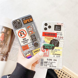 Fashion Retro Label Phone Cases For iPhone 11 12 Mini Pro XS Max X XR 7 8 Plus Luxur Soft TPU Airbag Cover 12Pro 11Pro 12Mini
