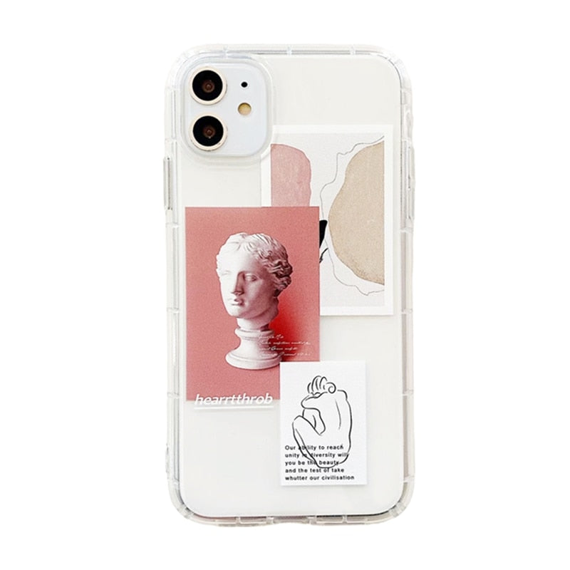 Fashion Retro Label Phone Cases For iPhone 11 12 Mini Pro XS Max X XR 7 8 Plus Luxur Soft TPU Airbag Cover 12Pro 11Pro 12Mini