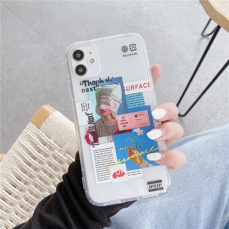 Fashion Retro Label Phone Cases For iPhone 11 12 Mini Pro XS Max X XR 7 8 Plus Luxur Soft TPU Airbag Cover 12Pro 11Pro 12Mini