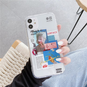 Fashion Retro Label Phone Cases For iPhone 11 12 Mini Pro XS Max X XR 7 8 Plus Luxur Soft TPU Airbag Cover 12Pro 11Pro 12Mini