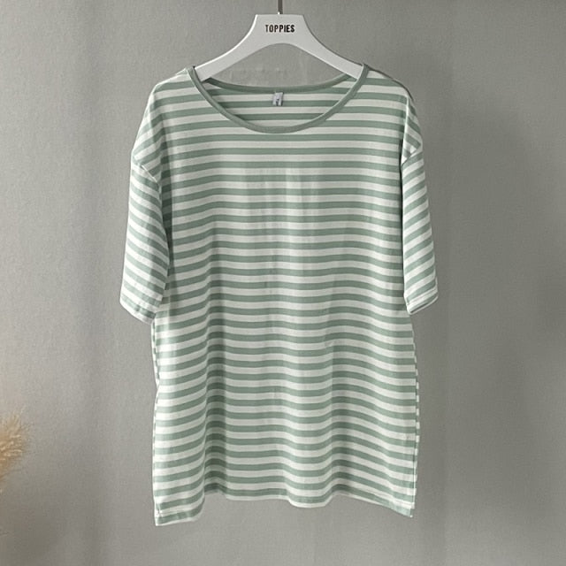 Casual Oversized Striped T-shirts