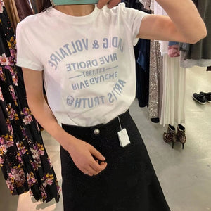 Letter Printed Short Sleeve Tops