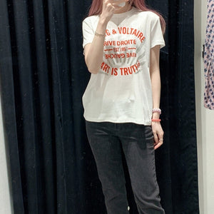 Letter Printed Short Sleeve Tops