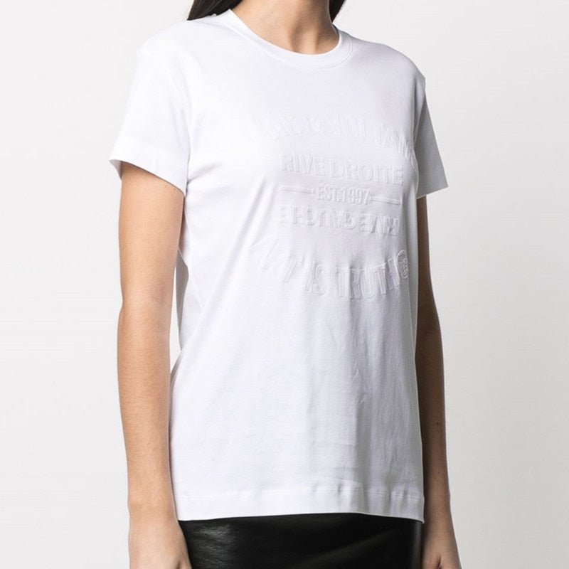 Letter Printed Short Sleeve Tops