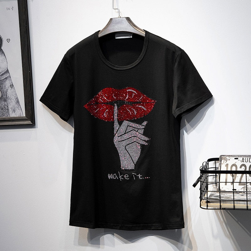 Hot drilling black T-shirts