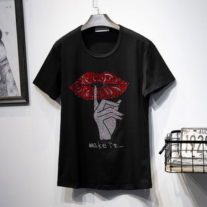 Hot drilling black T-shirts